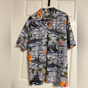 T30- KALAHEO Gray BATTLESHIPS Tropical HAWAIIAN Souvenir Shirt
